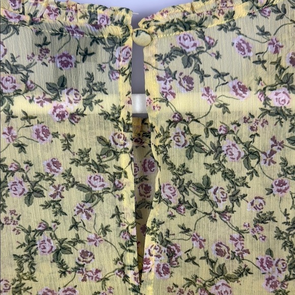 Torrid Yellow Ruffle Chiffon Floral Smocked Blouse. Size 3 - Picture 13 of 13